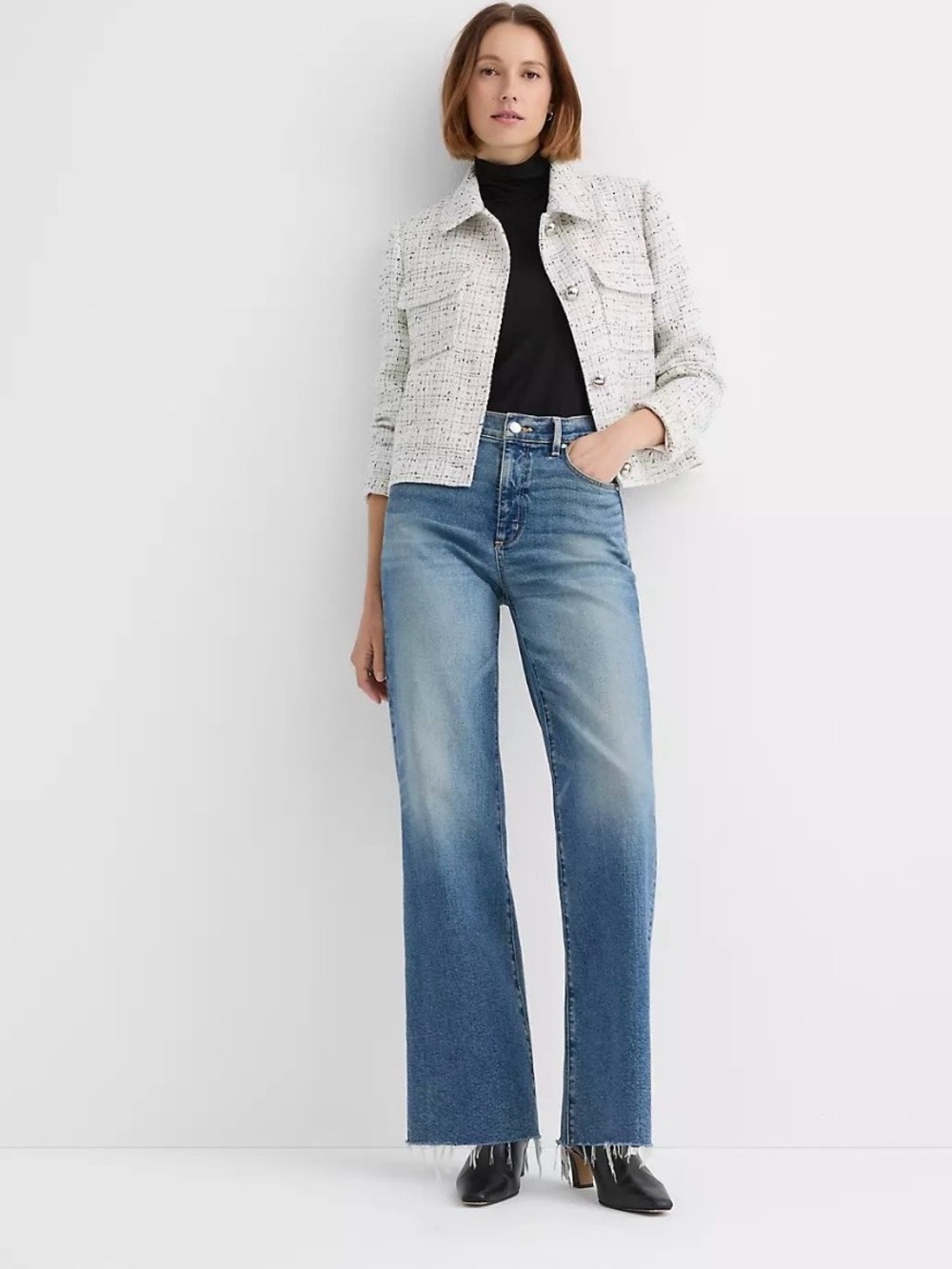 LOFT High-Rise Wide-Leg Jeans in Vintage Medium Wash. Sz 28/6